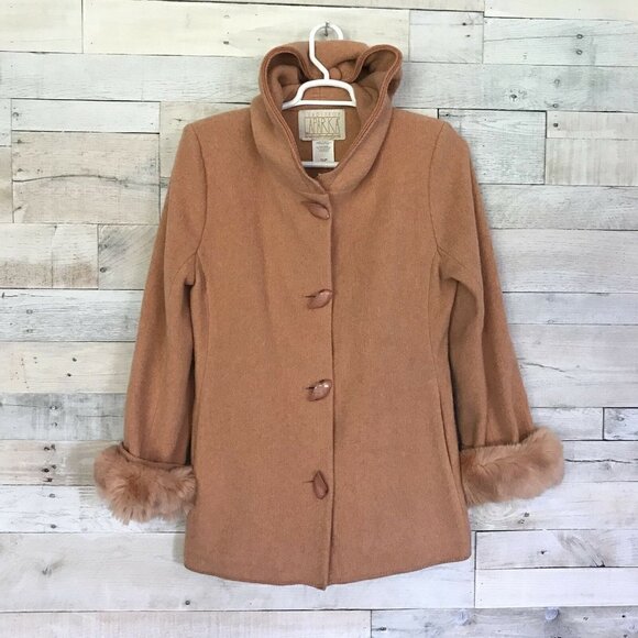 Lundstrom Laparka Orange Wool Blend Hooded Coat Jacket 8 - Picture 1 of 5